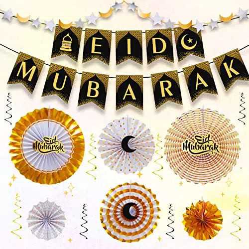 Joykindom Eid Mubarak Decorations for Home , in Happy Ramadan Eid Mubarak Banners Wall Decor, Eid Al Fitr Al fitr Decor Set for Muslim Festival Party Supplies