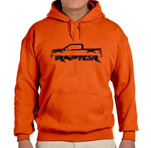 Maddmax Car Art Ford Raptor FPickup Truck Classic Outline Design Hoodie Sweatshirt XL orange