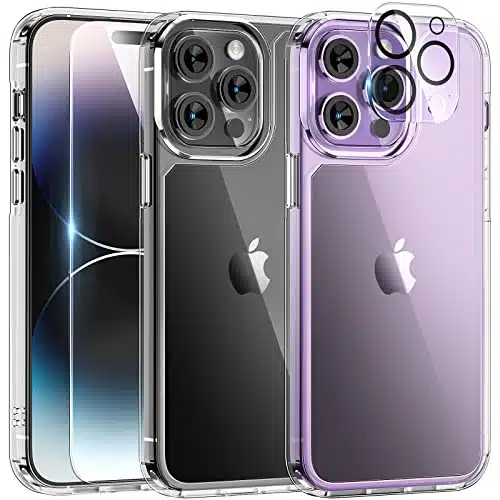 TAURI for iPhone Pro Case, [in ] X Clear Case [Not Yellowing] with X Screen Protectors + X Camera Lens Protectors, [Military Grade Drop Protection] Slim Shockproof Case for iP