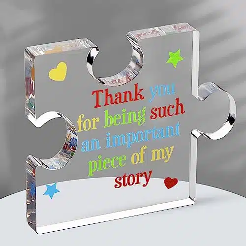 Teacher Appreciation Gifts for Women, Men   Thank You Engraved Acrylic Block Puzzle x inch   Heartwarming Teacher Gift   Cute Student Teacher Gifts   Novelty Daycare Teacher G