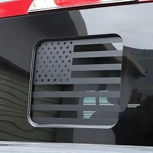 Zxiaochun Rear Middle Window American Flag Decal for Ford FFFBack Center Sliding Window Glass USA Flag Vinyl Sticker Exterior Accessories(Matte Black)