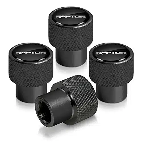 iPick Image for Ford FRaptor to in Black on Black Aluminum Tire Valve Stem Caps