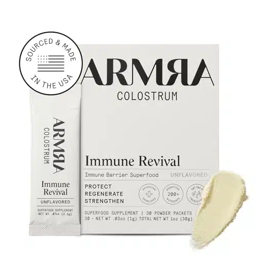 ARMRA Colostrum Premium Powder, Grass Fed, Gut Health Bloating Immunity Skin & Hair, Contains + Bioactive Nutrients, Potent Bioavailable, Keto, Gluten & Fat Free (Unflavored  