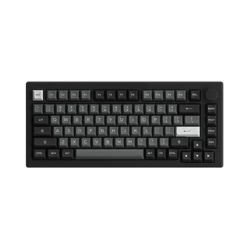 Akko B Plus Mechanical Keyboard % Percent RGB Hot swappable Keyboard with Knob, Black & Silver Theme with PBT Double Shot ASA Profile Keycaps VCream Yellow Pro Switch