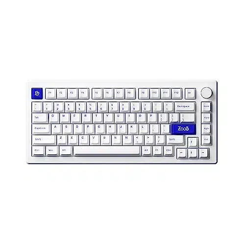 Akko MOD B PC Mechanical Gaming % Layout Wireless Keyboard with Blue on White Cherry Profile Double Shot Keycaps VPro Piano Switch