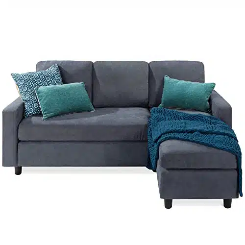 Best Choice Products Upholstered Sectional Sofa for Home, Apartment, Dorm, Bonus Room, Compact Spaces wChaise Lounge, Seat, L Shape Design, Reversible Ottoman Bench, lb Capaci