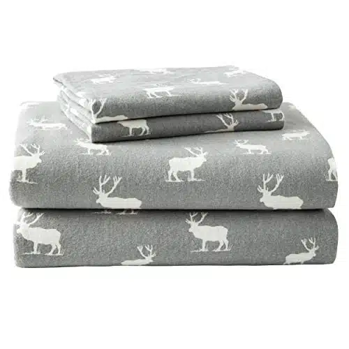 Eddie Bauer   Flannel Collection   Cotton Bedding Sheet Set, Pre Shrunk & Brushed for Extra Softness, Comfort, and Cozy Feel, King, Elk Grove