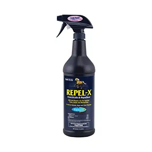 Farnam Repel X Ready To Use Fly Spray, Insecticide And Repellent For Horses And Dogs, Fluid Ounces, Quart Bottle With Trigger Sprayer