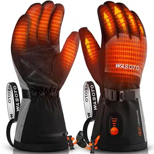 Heated Gloves for Men Women V Battery H Rechargeable Heated Ski Gloves Touchscreen Waterproof Electric Heated Fishing Gloves for Winter Outdoor Work Skiing Hiking Camping Rayn