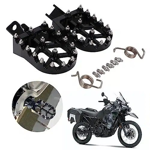 JFG RACING Motorcycle FootPegs Foot Pegs Pedals Rests CNC for KLR KLRVstrom Vstrom Black