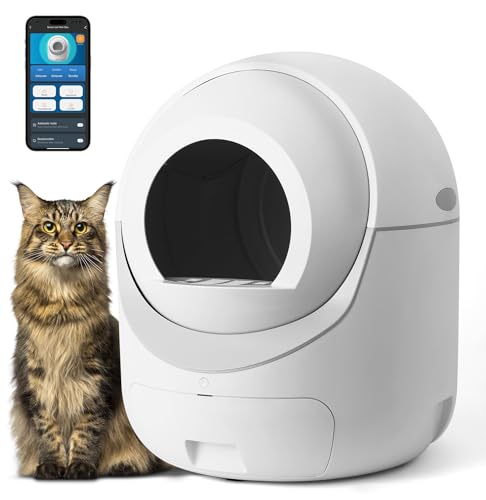 MEEGEEM Self Cleaning Cat Litter Box   L Extra Large Automatic Cat Litter Box Self Cleaning for Multiple Cats, Anti PinchOdor Removal Design, All Litter Can Use, with Garbage 