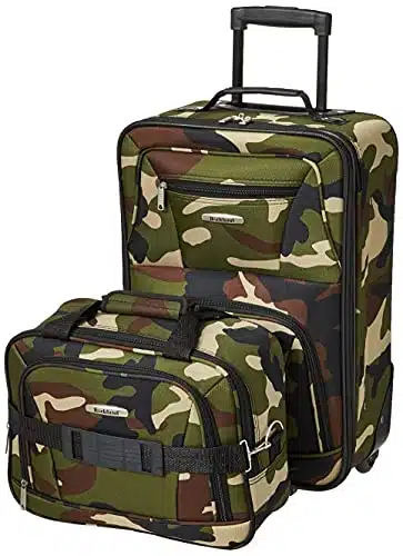 Rockland Fashion Softside Upright Luggage Set,Expandable, Wheel, Telescopic Handle, Camouflage, Piece ()